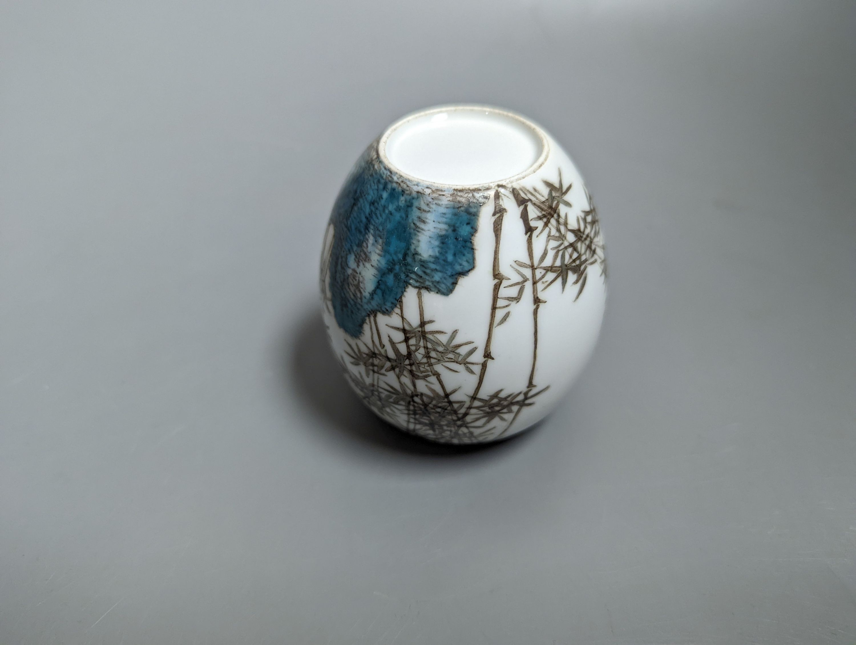 A Chinese semi eggshell porcelain brush washer, height 8cm